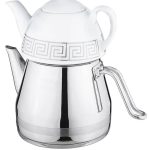 کتری و قوری طرح هرمی 3 لیتر سیلور لوله دار